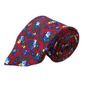 Brooks Brothers Mens Red Silk Floral Pattern Necktie 57"x3.25" Elegant Gift